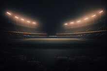 Football Field Or Soccer Field At Night, Image Ai Midjourney Generated