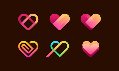 Wall Mural - set of love heart vector symbol icon, abstract medical health logo icon design