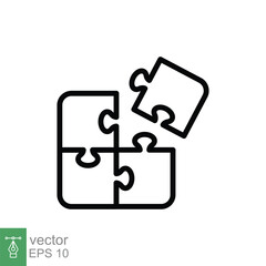 Aufkleber - Puzzle jigsaw line icon. Simple outline style. Join teamwork, challenge, square, block, part, business logo concept design. Vector illustration isolated on white background. EPS 10.
