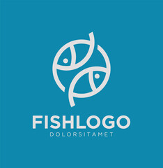 simple monoline two fish mirror logo icon vector inspiration