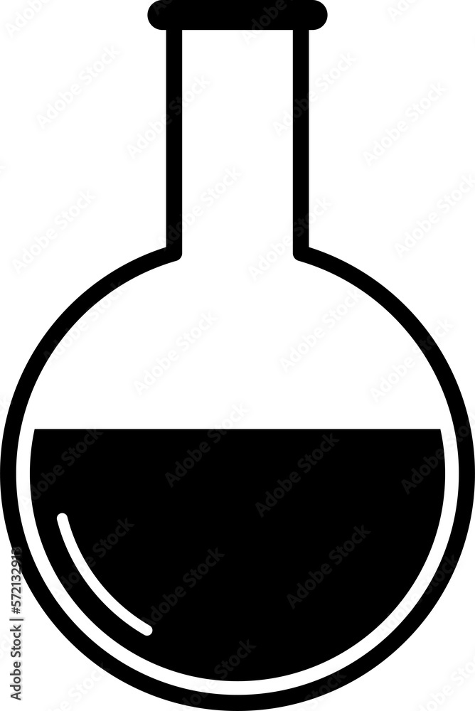 Round bottom boiling flask icon test tube symbol laboratory glassware ...