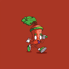 sport carrot character logo illustration