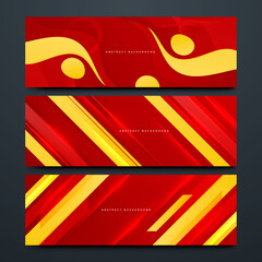 Wall Mural - Set of Modern Red and yellow abstract geometric design banner