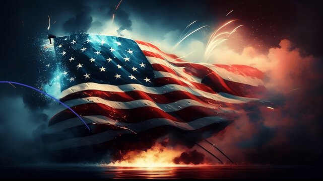 american pride. american flag. fireworks. celebration. fourth of july. generative ai.