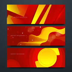 Wall Mural - Set of Modern Red and yellow abstract geometric design banner