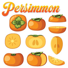 Canvas Print - Set of persimmon fruit