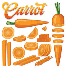 Wall Mural - Set of carrot cartoon isolated