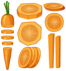 Wall Mural - set of carrot cartoon isolated