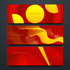 Wall Mural - Set of Modern Red and yellow abstract geometric design banner