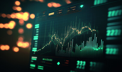 Wall Mural - Dramatic stock market scene with descending graph on a dark background, symbolizing investment loss