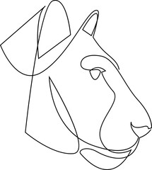 Wall Mural - Lioness head continuous one line drawing. Single line vector illustration.