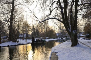 Wall Mural - Boating in Spree Forest in winter, Germany