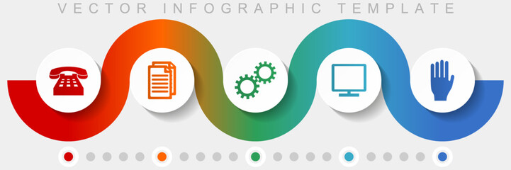 Leinwandbilder - Technology infographic vector template with icon set, miscellaneous icons such as phone, document, gears, tv and hand for webdesign and mobile applications