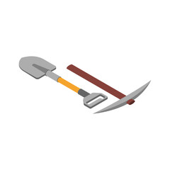 Sticker - Isometric Archeology Shovel Composition