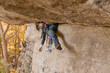 © Cavan Images - Woman climbing in the fall in the Gunks