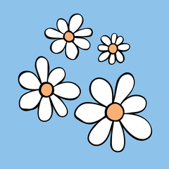 Wall Mural - Flowers icon. Simple outline color vector illustration clip art in doodle flat style, isolated on white background