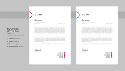 Wall Mural - Creative letterhead format template, business style letterhead design template. Company letterhead template designs. Letterhead, flyer template.