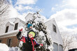 © Cavan Images - boy surrounded by snow getting hit with snowball from behind by boy