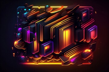 Wall Mural - abstract background with neon lines made with generative ai