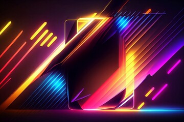 Wall Mural - abstract background with neon lines made with generative ai