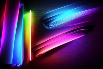 Wall Mural - abstract background with neon lines made with generative ai