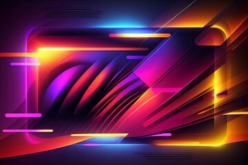 Wall Mural - abstract background with neon lines made with generative ai