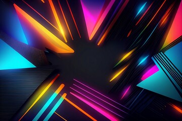 Wall Mural - abstract background with neon lines made with generative ai