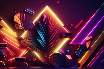Wall Mural - abstract background with neon lines made with generative ai