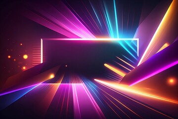 Wall Mural - abstract background with neon lines made with generative ai