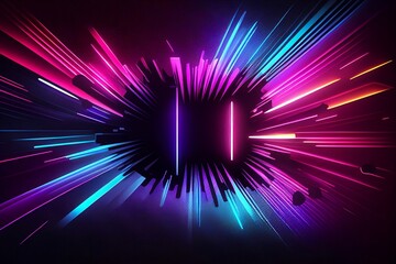 Wall Mural - abstract background with neon lines made with generative ai