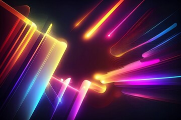 Wall Mural - abstract background with neon lines made with generative ai