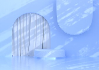 Wall Mural - 3d rendering - empty space podium for product presentation in minimalist blue color. 