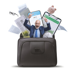 Wall Mural - Successful businessman in a briefcase