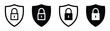 © Vriezel - shield security lock icon set. shield with padlock icon symbol sign collections, vector illustration