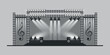 Outdoor concert stage vector icon made in monochrome style isolated on gray background.