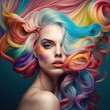 © inna717 - Beautiful woman with colorful hair and makeup. Beautiful face.GENERATION AL