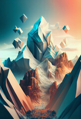 Poster - Beautiful abstract geometric landscape mountain collage concept, contemporary and mood social background