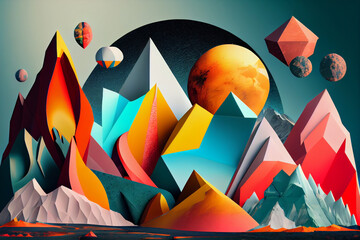 Aufkleber - Beautiful abstract landscape rock concept, contemporary and mood social background	