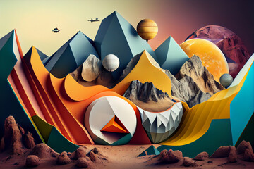 Poster - Beautiful abstract landscape rock concept, contemporary and mood social background	