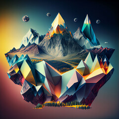 Poster - Beautiful abstract landscape rock concept, contemporary and mood social background	