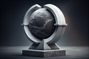 Poster - Beautiful abstract illustrations Earth symbol icon on a beton column background.