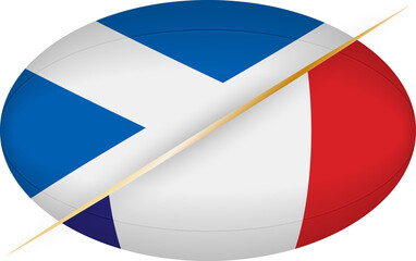 Wall Mural - Scotland vs France icon in the shape of a rugby ball