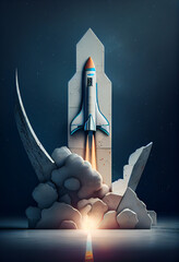Poster - Beautiful abstract illustrations Rocket symbol icon on a beton column background