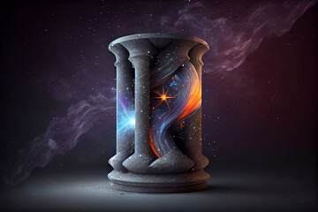 Poster - Beautiful abstract illustrations Earth symbol icon on a beton column background.