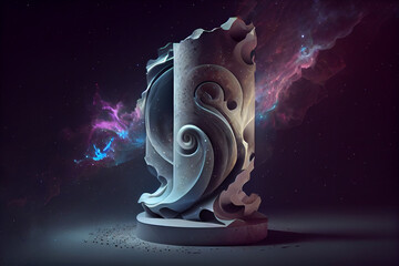 Poster - Beautiful abstract illustrations Earth symbol icon on a beton column background.