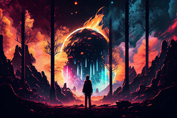 Poster - burning fire in the cave