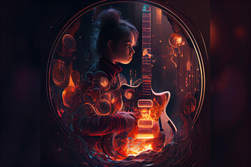 Poster - Guitar on fire