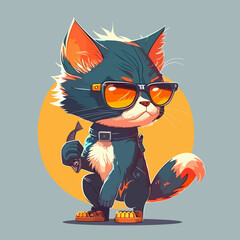 Vector cat character for t-shirt design