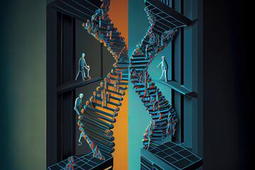 Poster - Genetics research, conceptual illustration. Generative Ai