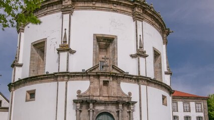 Wall Mural - Monastery da Serra do Pilar in Vila Nova de Gaia timelapse hyperlapse, Porto, Portugal. Green trees and cloudy sky